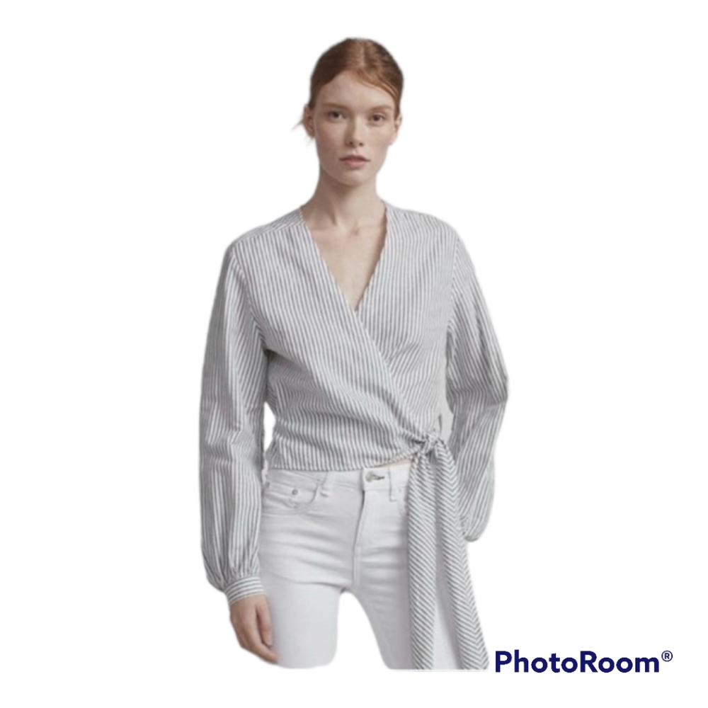 RAG & BONE  strip prescott blouse